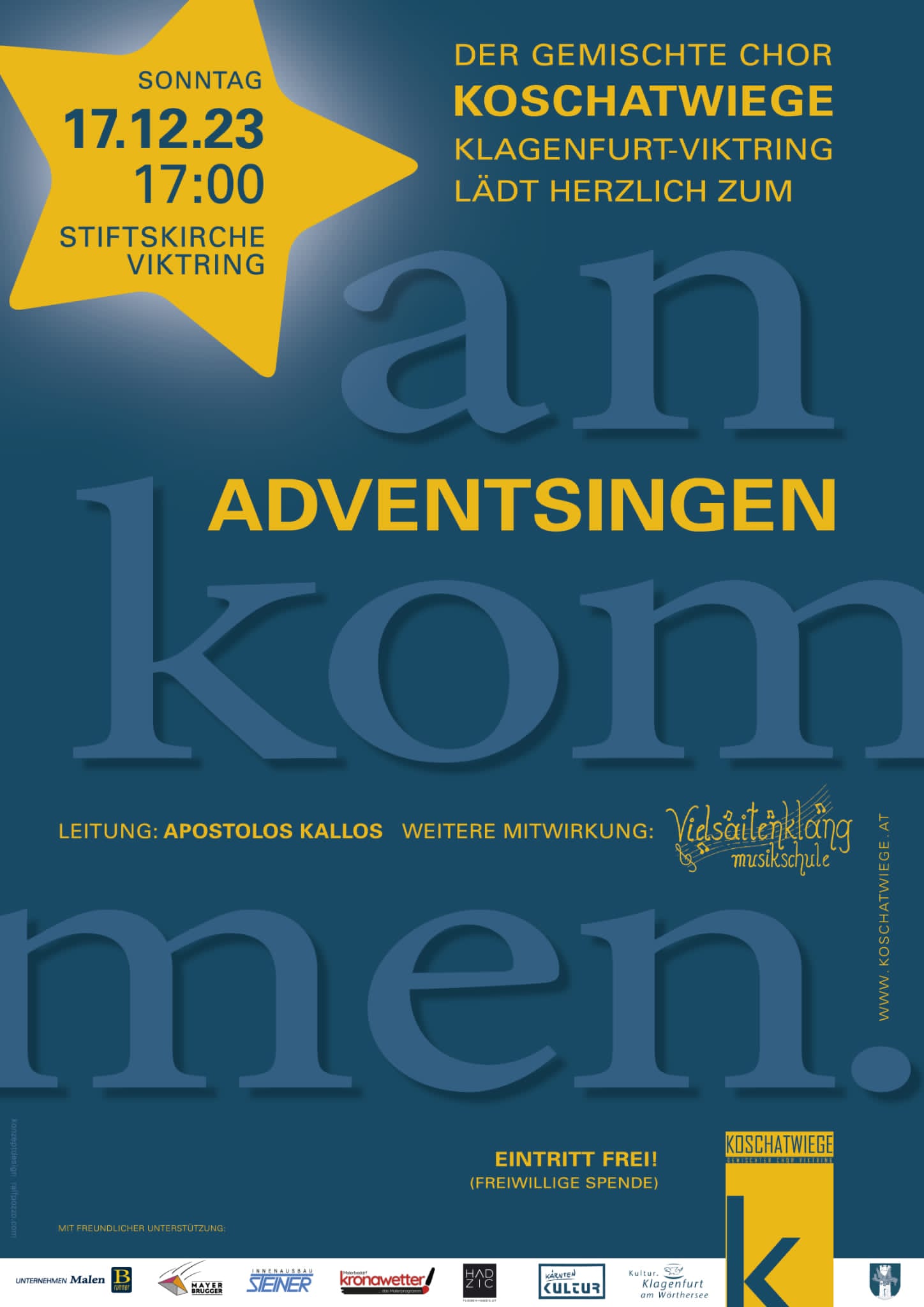 Adventsingen - Koschatwiege - Plakat